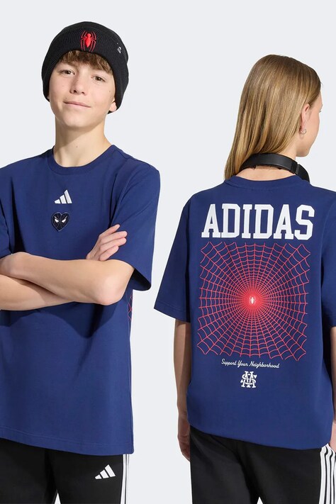 adidas Tričko detské s bavlnou MARVEL SPIDER-MAN modré KS3960