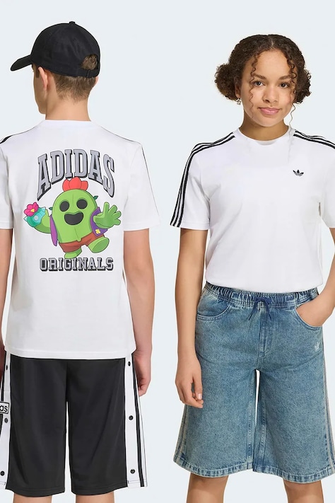 adidas Originals bezšvové tričko detské bavlnené biele KW0651