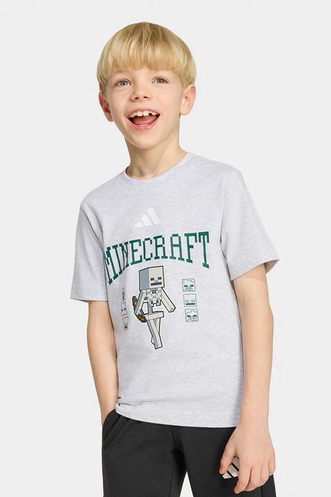 adidas T-shirt dziecięcy bawełniany MINECRAFT szary KS9033