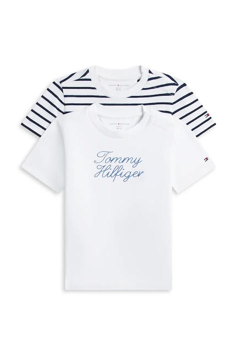 Tommy Hilfiger kratka majica za dojenčke z bombažem paket 2 kosov bela KN0KN02400