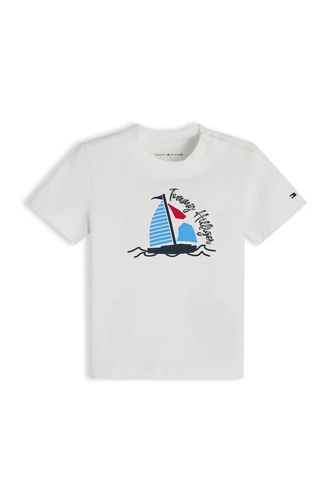 Tommy Hilfiger kratka majica za dojenčke z bombažem bela KN0KN02294
