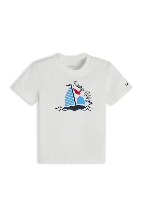 Tommy Hilfiger kratka majica za dojenčke z bombažem bela KN0KN02294