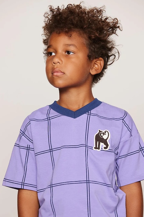 Mini Rodini T-shirt dziecięcy bawełniany z elastanem Check fioletowy 26620126