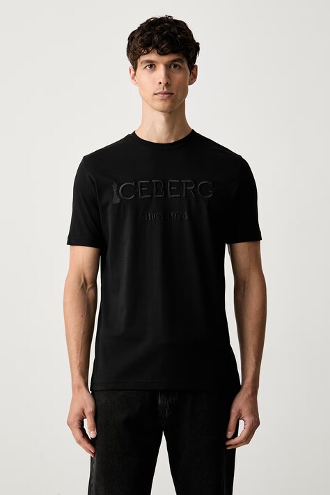 Iceberg T-shirt męski bawełniany czarny F014 627A
