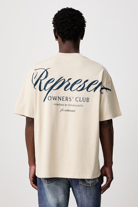 Represent T-shirt bawełniany męski beżowy OCM41201.W