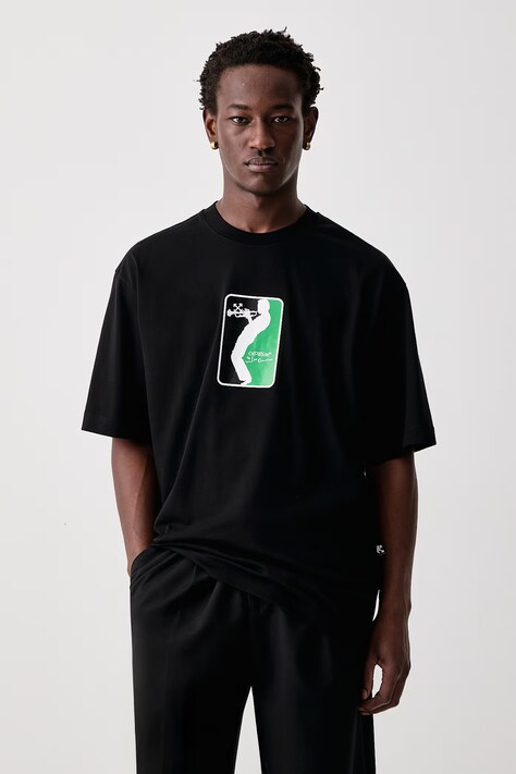 Off-White League Skate футболка из хлопка для мужчин чёрная 44MAA120W26J004001
