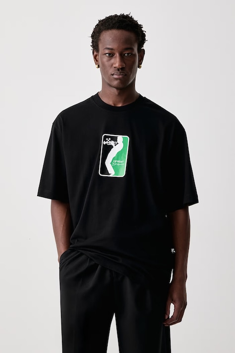 Off-White League Skate футболка из хлопка для мужчин чёрная 44MAA120W26J004001