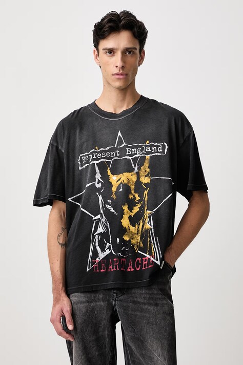 Represent T-shirt bawełniany męski czarny MLM101202