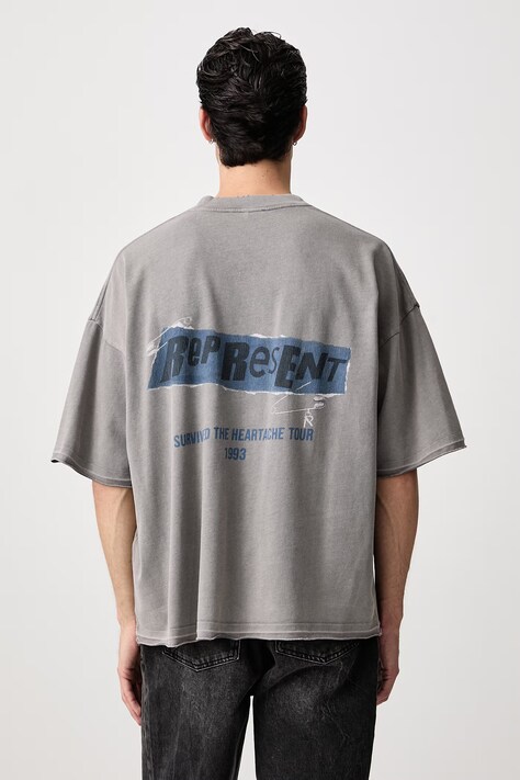 Represent T-shirt bawełniany męski szary MLM101074
