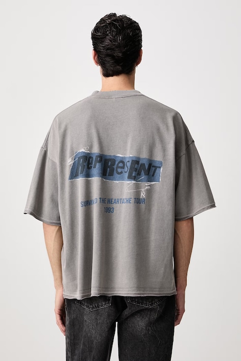 Represent T-shirt bawełniany męski szary MLM101074