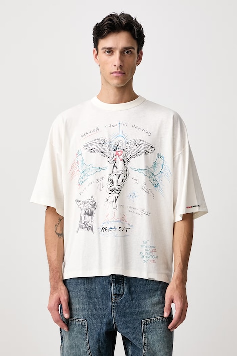 Represent T-shirt męski z bawełną beżowy MLM100999