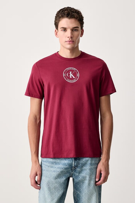 Calvin Klein Jeans T-shirt męski bawełniany bordowy LV04RH817G