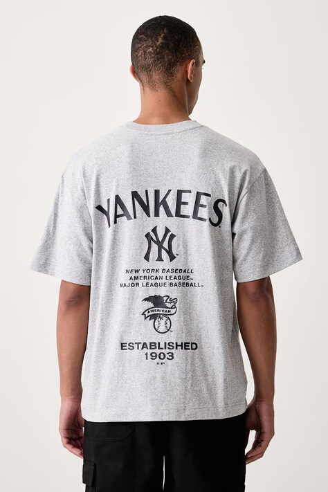 47 brand T-shirt męski z bawełną MLB New York Yankees szary 15126262