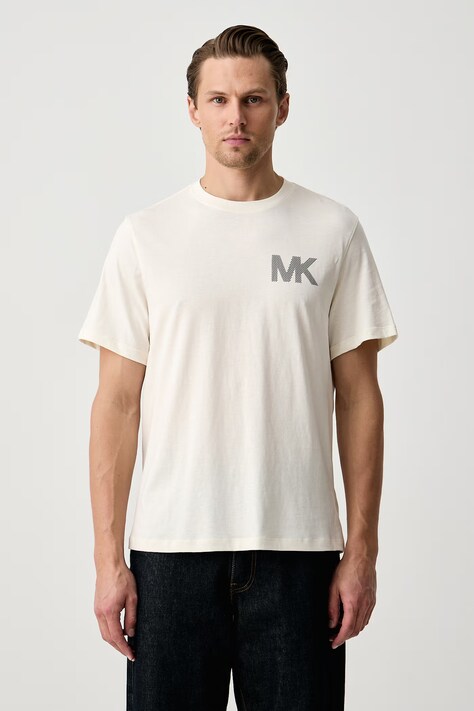 Michael Kors T-shirt męski bawełniany beżowy CF6535UFV4