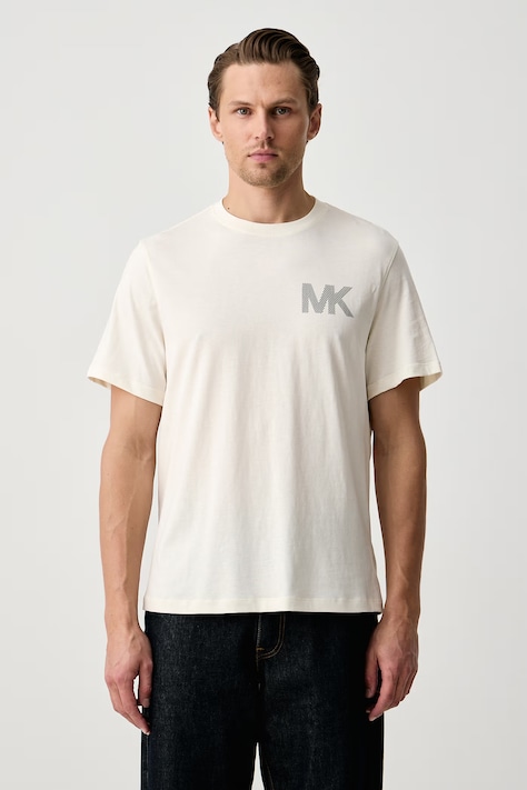 Michael Kors T-shirt męski bawełniany beżowy CF6535UFV4