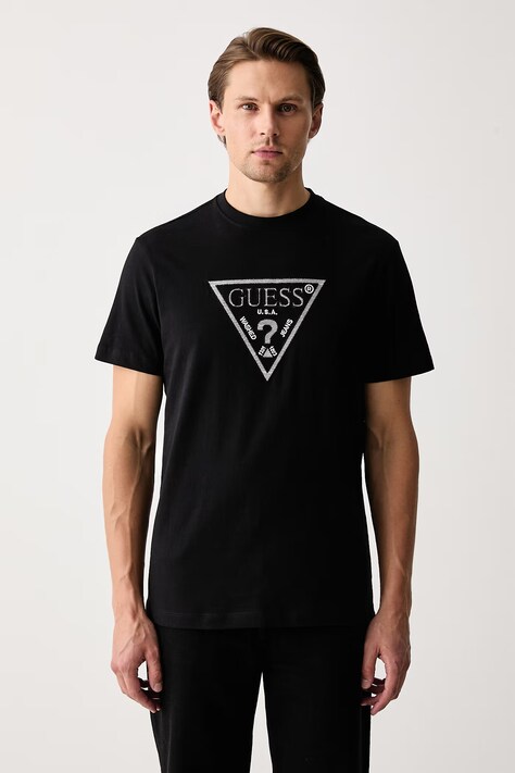 Guess T-shirt ανδρικό βαμβακερό μαύρο M6BI56 K6193