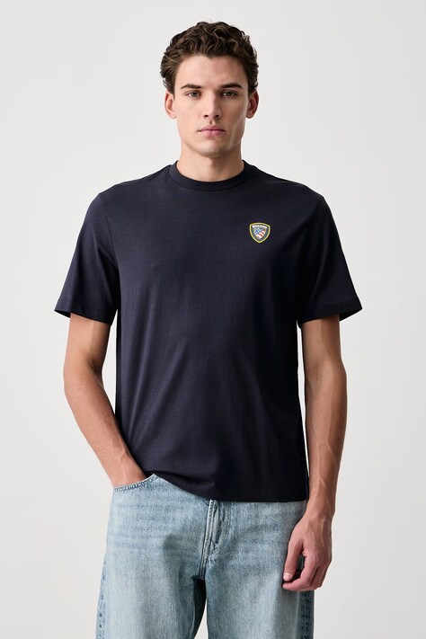 Blauer T-shirt męski bawełniany niebieski BLUH02416