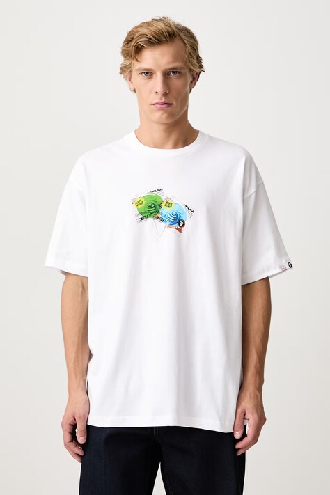 AAPE T-shirt bawełniany męski biały AAPTEM1885XXQ