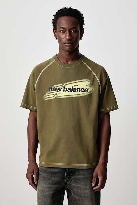 New Balance T-shirt oversize bawełniany męski zielony MT62T1JVAAO