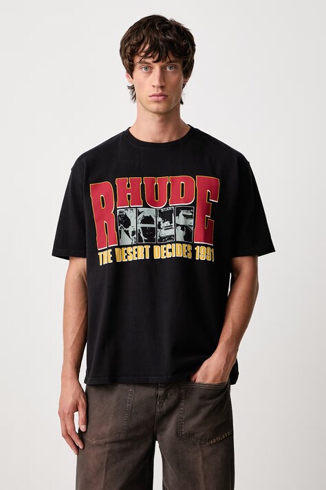 RHUDE The Desert Decides T-shirt bawełniany męski czarny RHFW26TT06012