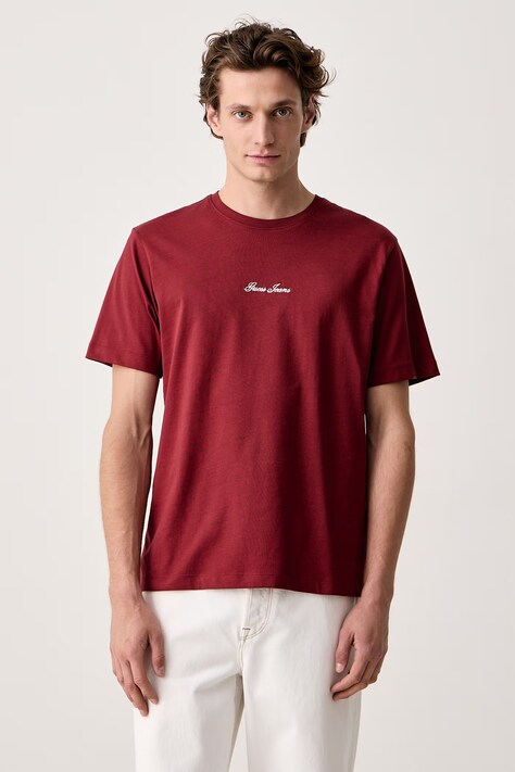 Guess Jeans T-shirt męski bawełniany bordowy M6BI88 K6999