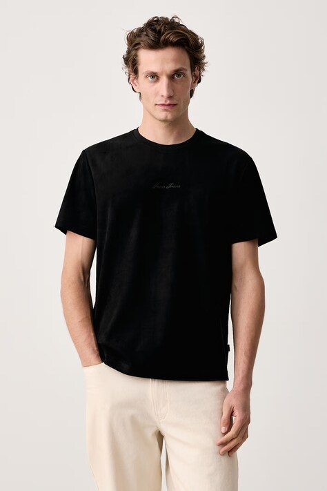 Guess Jeans T-shirt męski welurowy czarny M6BI06 K5307