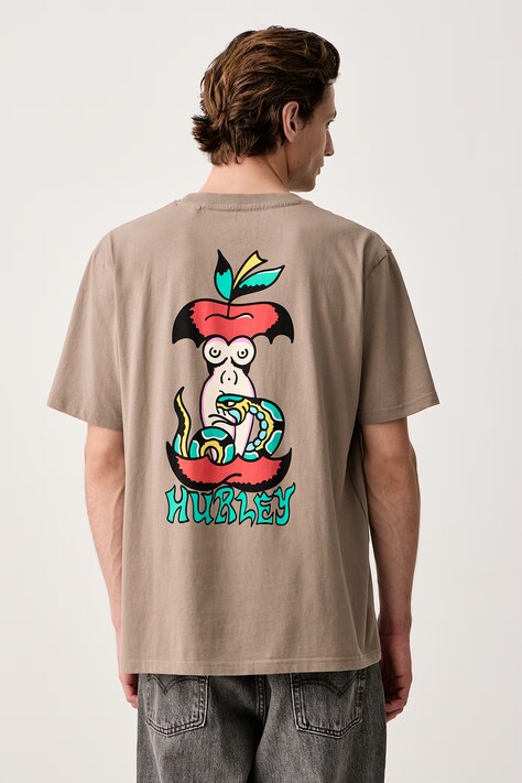 Hurley T-shirt męski bawełniany Etam Apple beżowy MTSEUET0008