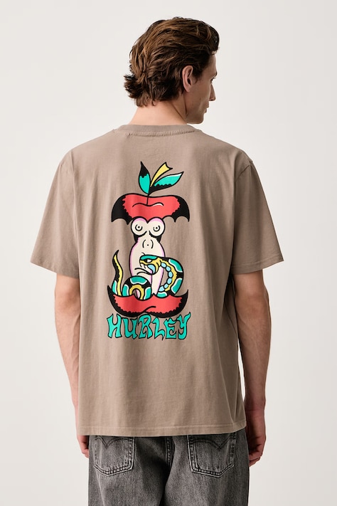 Hurley T-shirt męski bawełniany Etam Apple beżowy MTSEUET0008