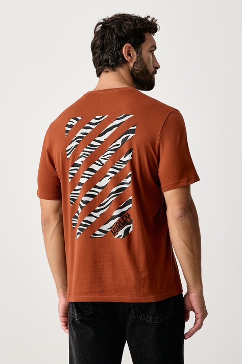 Hurley T-shirt męski bawełniany Printing Press Gaiolas brązowy MTSEUED0041