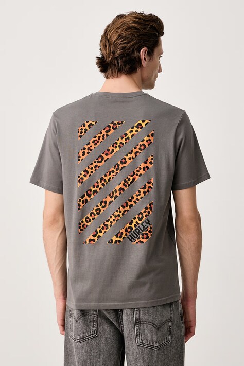 Hurley T-shirt męski bawełniany Printing Press Gaiolas szary MTSEUED0041