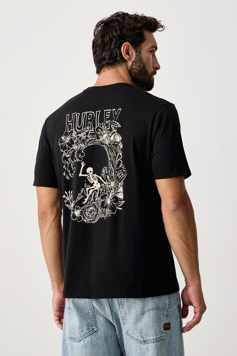 Hurley T-shirt męski bawełniany Printing Press Species czarny MTSEUED0038