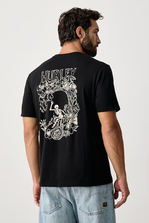 Hurley T-shirt męski bawełniany Printing Press Species czarny MTSEUED0038