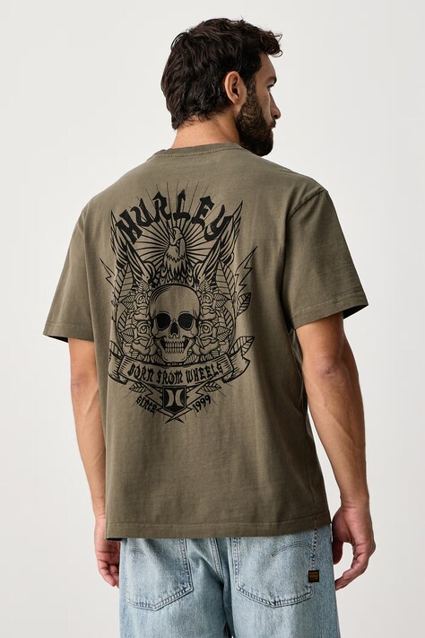 Hurley T-shirt męski bawełniany Built Eagle zielony MTSEUBL0003
