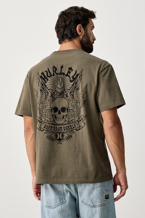 Hurley T-shirt męski bawełniany Built Eagle zielony MTSEUBL0003