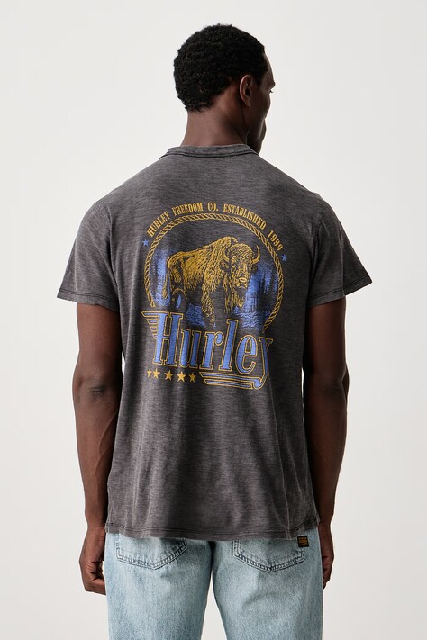 Hurley T-shirt męski bawełniany Spirit Of The West szary HFA26MMTS13884