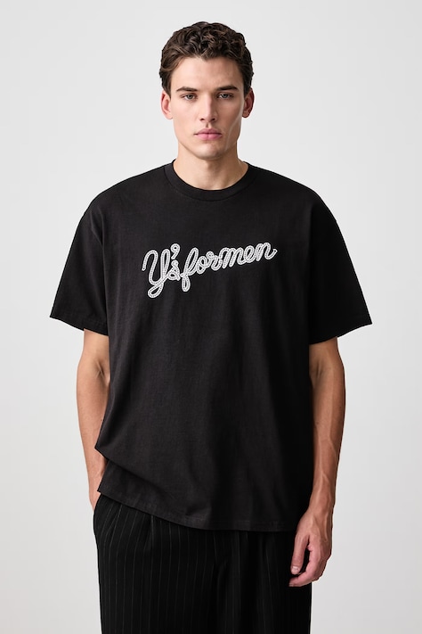 Yohji Yamamoto T-shirt bawełniany męski czarny KN3698