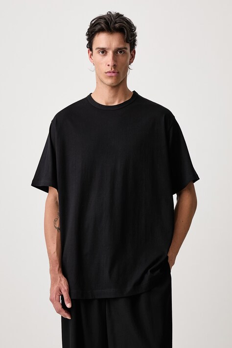 Yohji Yamamoto LOGO PT T-shirt bawełniany męski czarny KN3690