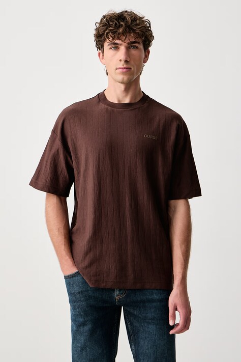 Guess T-shirt męski bawełniany WALT brązowy Z6BI14 K6694
