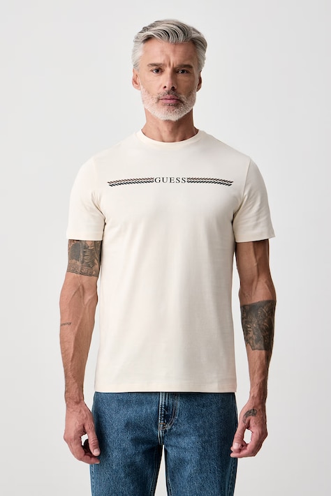 Guess T-shirt męski bawełniany beżowy Z6BI05 K6536