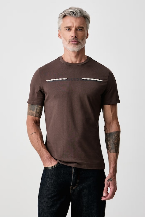 Guess T-shirt męski bawełniany brązowy Z6BI05 K6536