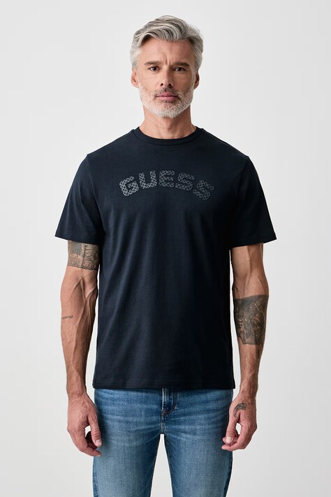 Guess T-shirt męski bawełniany ANTON granatowy Z6BI04 K6534