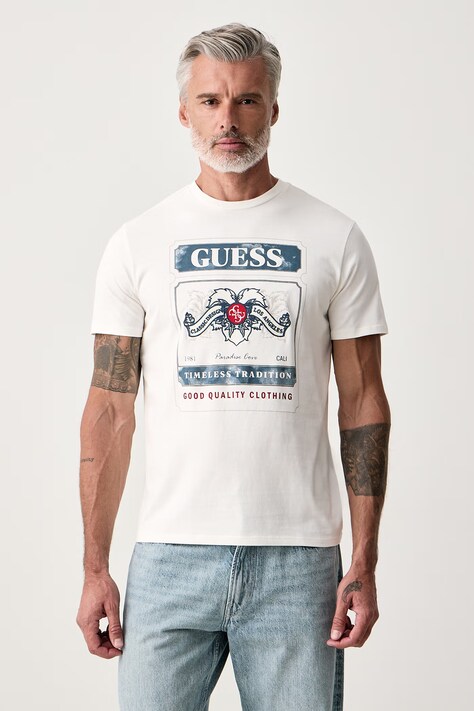 Guess T-shirt ανδρικό βαμβακερό μπεζ M6BI70 K6669