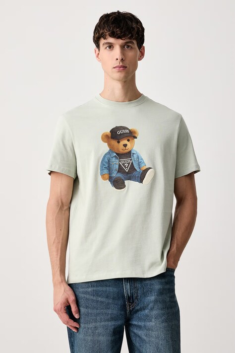 Guess T-shirt męski bawełniany zielony M6BI64 K6573