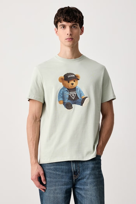 Guess T-shirt męski bawełniany zielony M6BI64 K6573