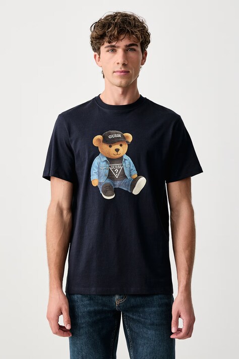 Guess T-shirt męski bawełniany granatowy M6BI64 K6573