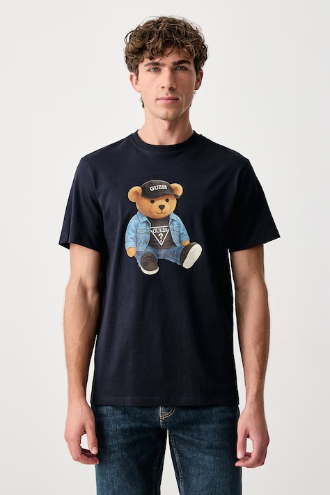 Guess T-shirt męski bawełniany granatowy M6BI64 K6573