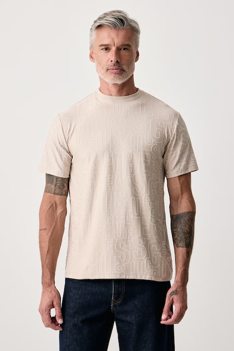 Guess T-shirt męski z bawełną beżowy M6BI51 K6188