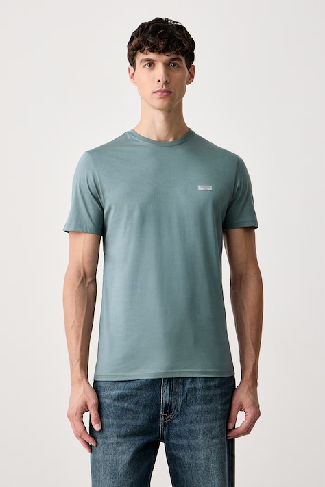 Guess T-shirt męski bawełniany turkusowy M6BI43 K6180