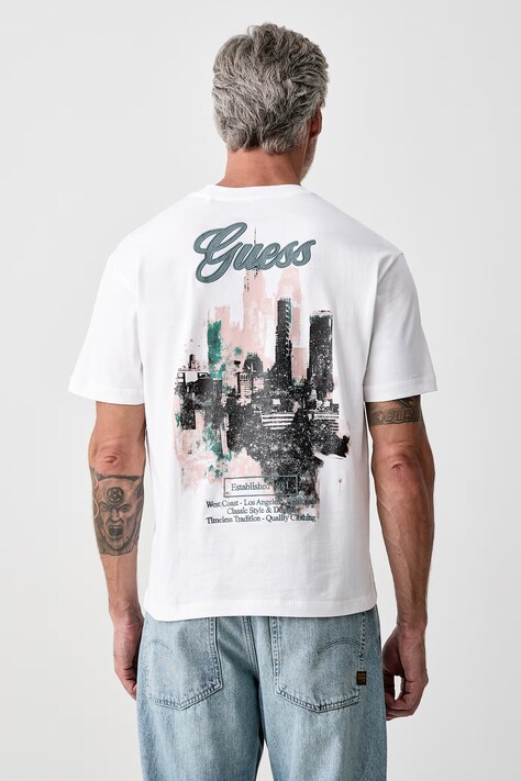 Guess T-shirt oversize męski bawełniany biały M6BI35 K6174