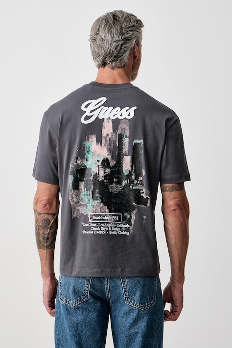 Guess T-shirt oversize męski bawełniany szary M6BI35 K6174